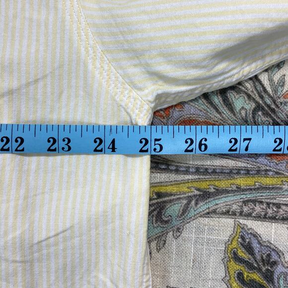 DISNEY Vintage Mickey Yellow White Stripe Long Sleeve Button Shirt Large - Picture 5 of 8